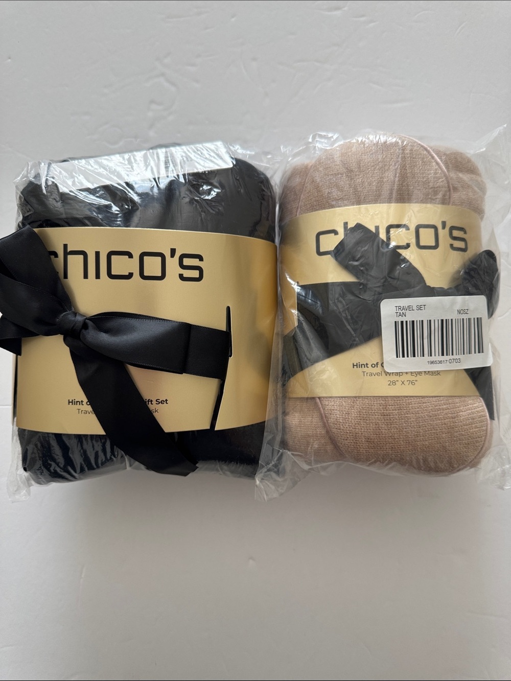 Chico's Men's Travel Wrap & Eye Mask Set - Black or Tan